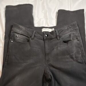 Tahari Premium Denim Women's Charcoal Jeans Solid Medium Wash 5-Pocket Button